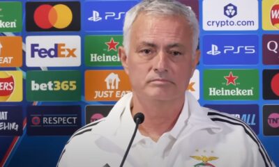Benfica manager Jose Mourinho pictured during a press conference at Stamford Bridge