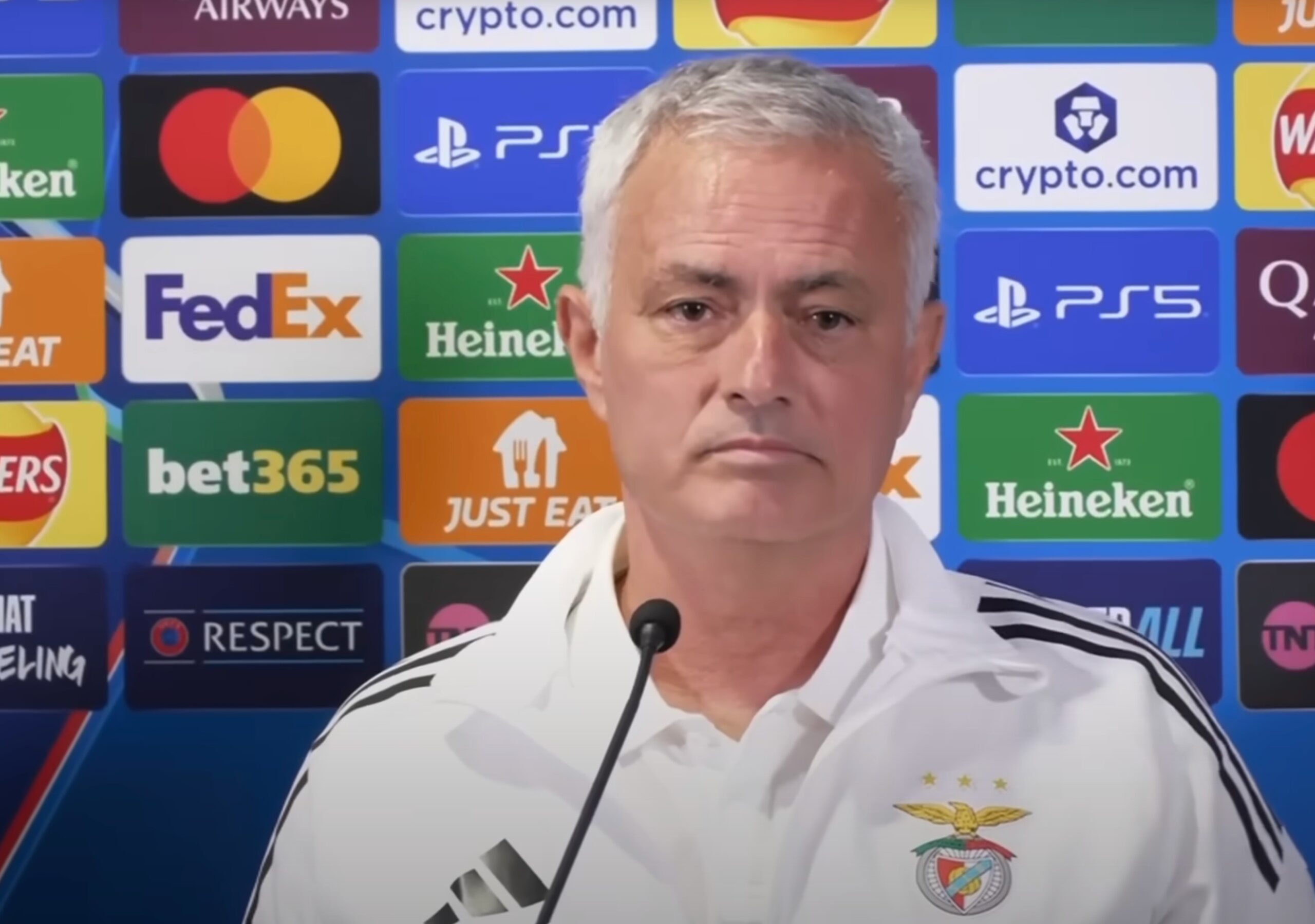 Benfica manager Jose Mourinho pictured during a press conference at Stamford Bridge
