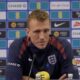 Dan Burn pictured speaking at an England press conference in September 2025