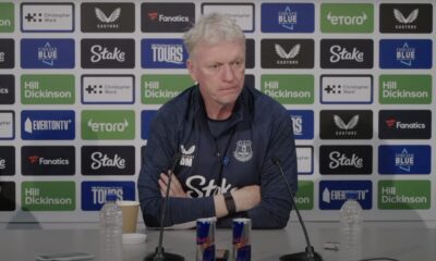 Everton manager David Moyes pictured at a press conference before his team's game away at Liverpool in September 2025