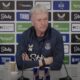 Everton manager David Moyes pictured at a press conference before his team's game away at Liverpool in September 2025