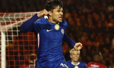 Facundo Buonanotte pictured celebrating his first Chelsea goal