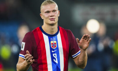 Erling Haaland pictured shortly after scoring five goals for Norway in an 11-1 win over Moldova in September 2025