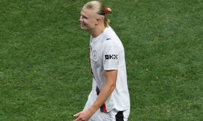 Erling Haaland pictured playing for Man City at the 2025 FIFA Club World Cup