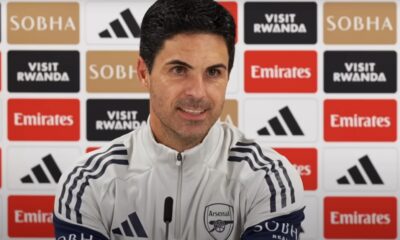 Arsenal manager Mikel Arteta pictured during a press conference