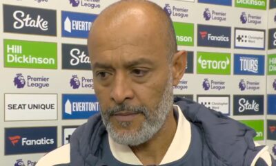 Nuno Espirito Santo pictured speaking to Sky Sports after his first game as West Ham manager