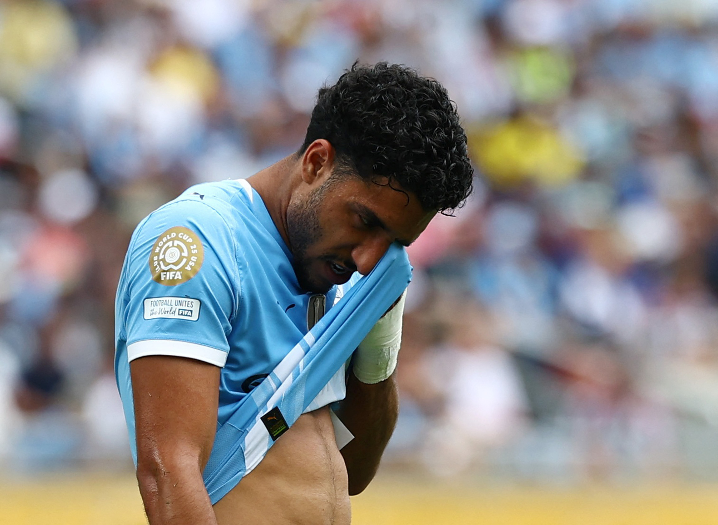 Omar Marmoush pictured at the 2025 FIFA Club World Cup with Manchester City