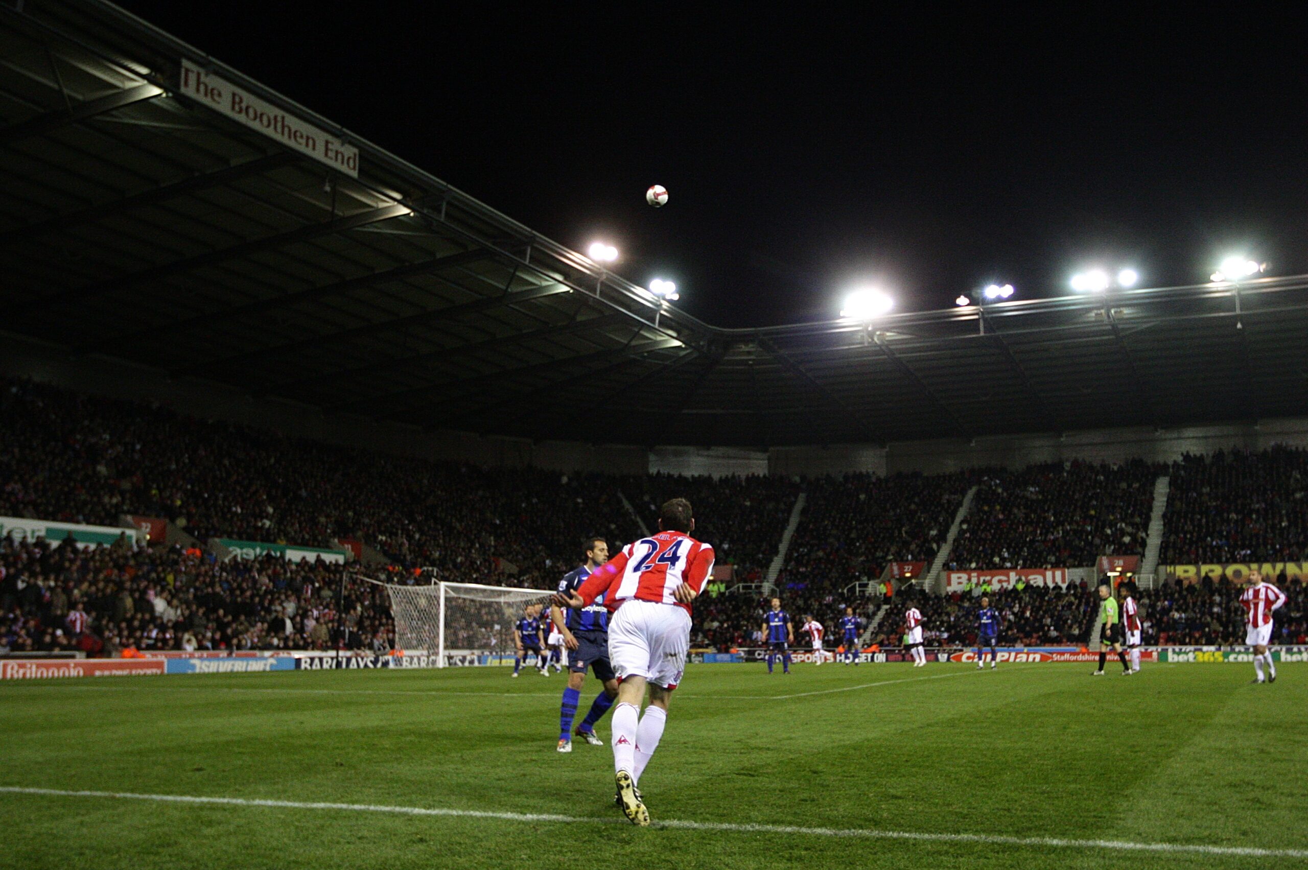 Rory Delap pictured taking a long throw-in for Stoke City in 2008