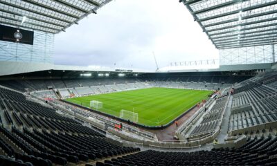 A photo taken inside an empty St James' Park in 2022