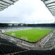 A photo taken inside an empty St James' Park in 2022