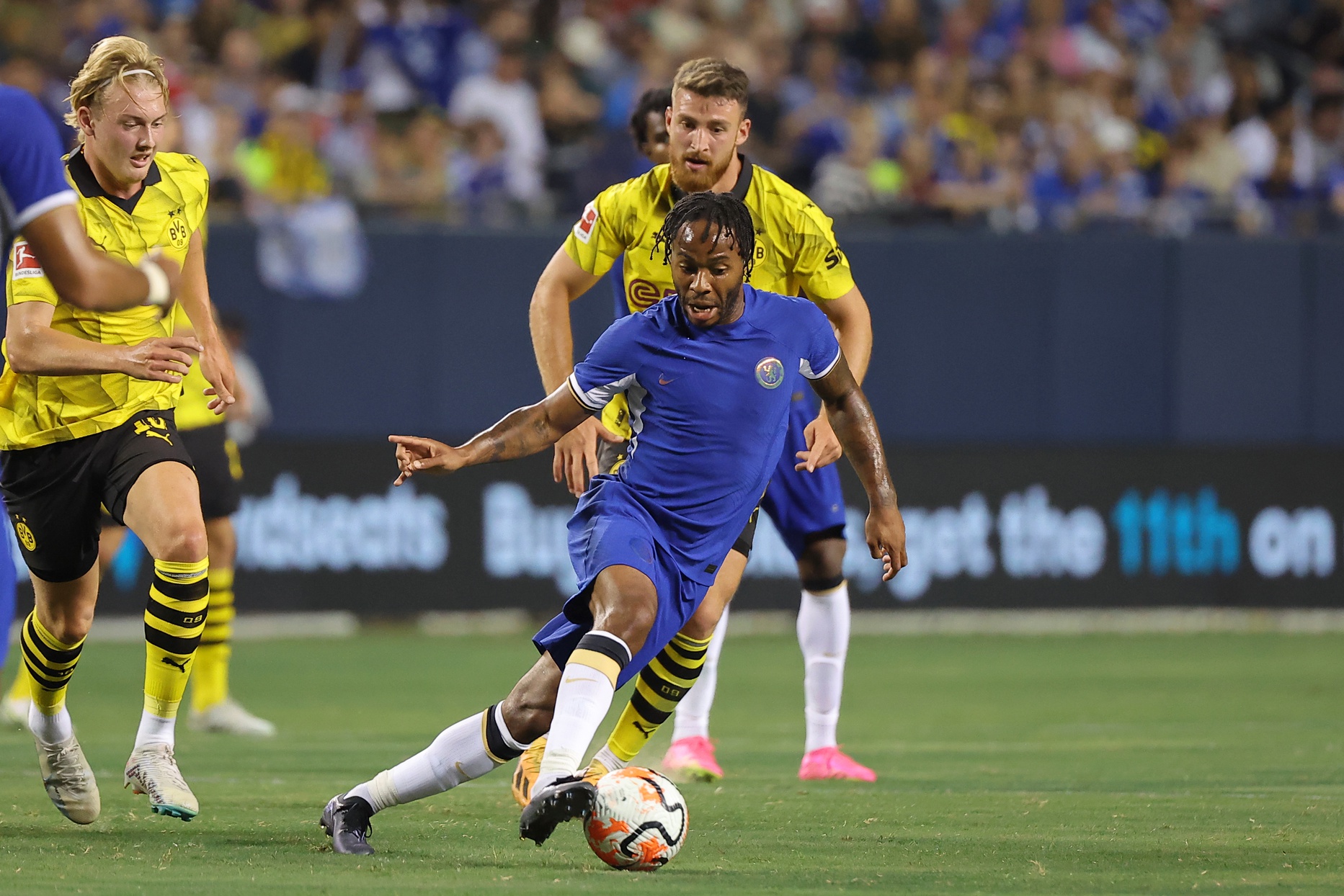 Raheem Sterling pictured in action for Chelsea