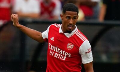 William Saliba pictured playing for Arsenal