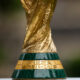 A close-up view of the base of the World Cup trophy