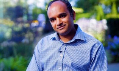 Vinai Venkatesham pictured during an interview with Tottenham Hotspur's media team in September 2025