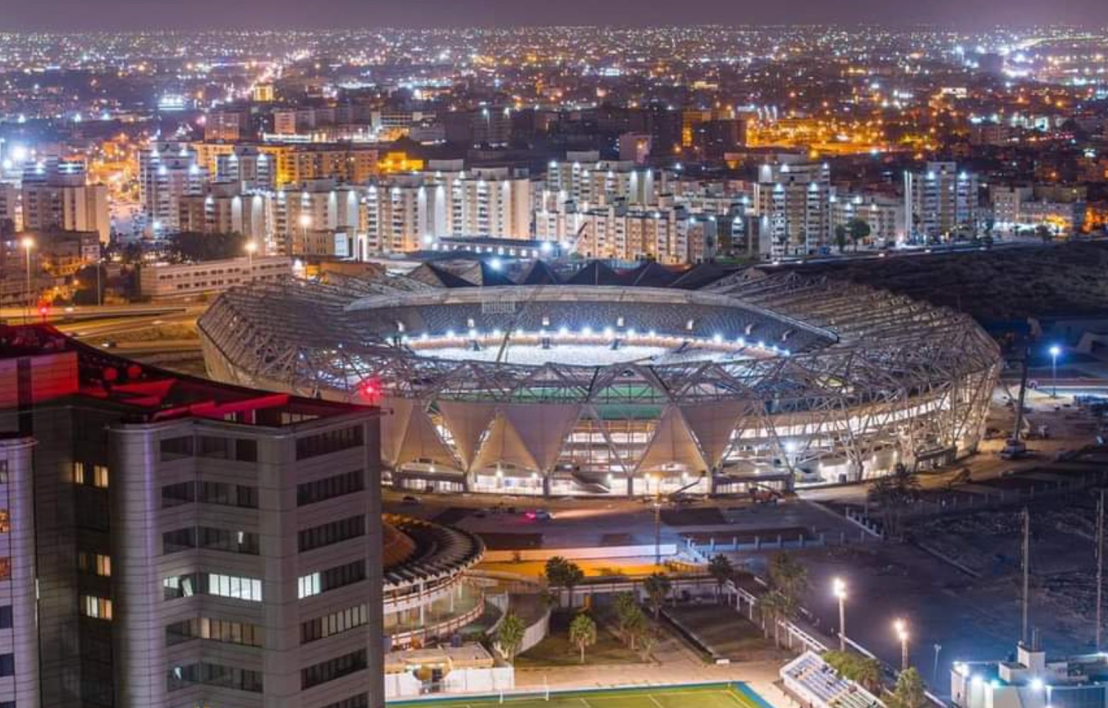 An aerial view of the Benghazi International Stadium