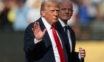 Donald Trump pictured alongside FIFA president Gianni Infantino at the 2025 Club World Cup