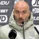 Enzo Maresca pictured in a press conference after Chelsea beat Wolves 4-3