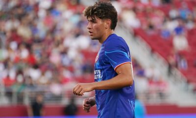 A young Marc Guiu pictured playing for Chelsea