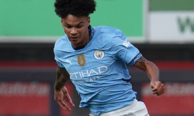 Nico O'Reilly pictured in action for Man City in the summer of 2024
