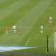 Bukayo Saka pictured (left) seconds before scoring a stunning solo goal for England against Wales
