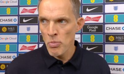 Thomas Tuchel pictured speaking to ITV after England beat Wales 3-0 in October 2025
