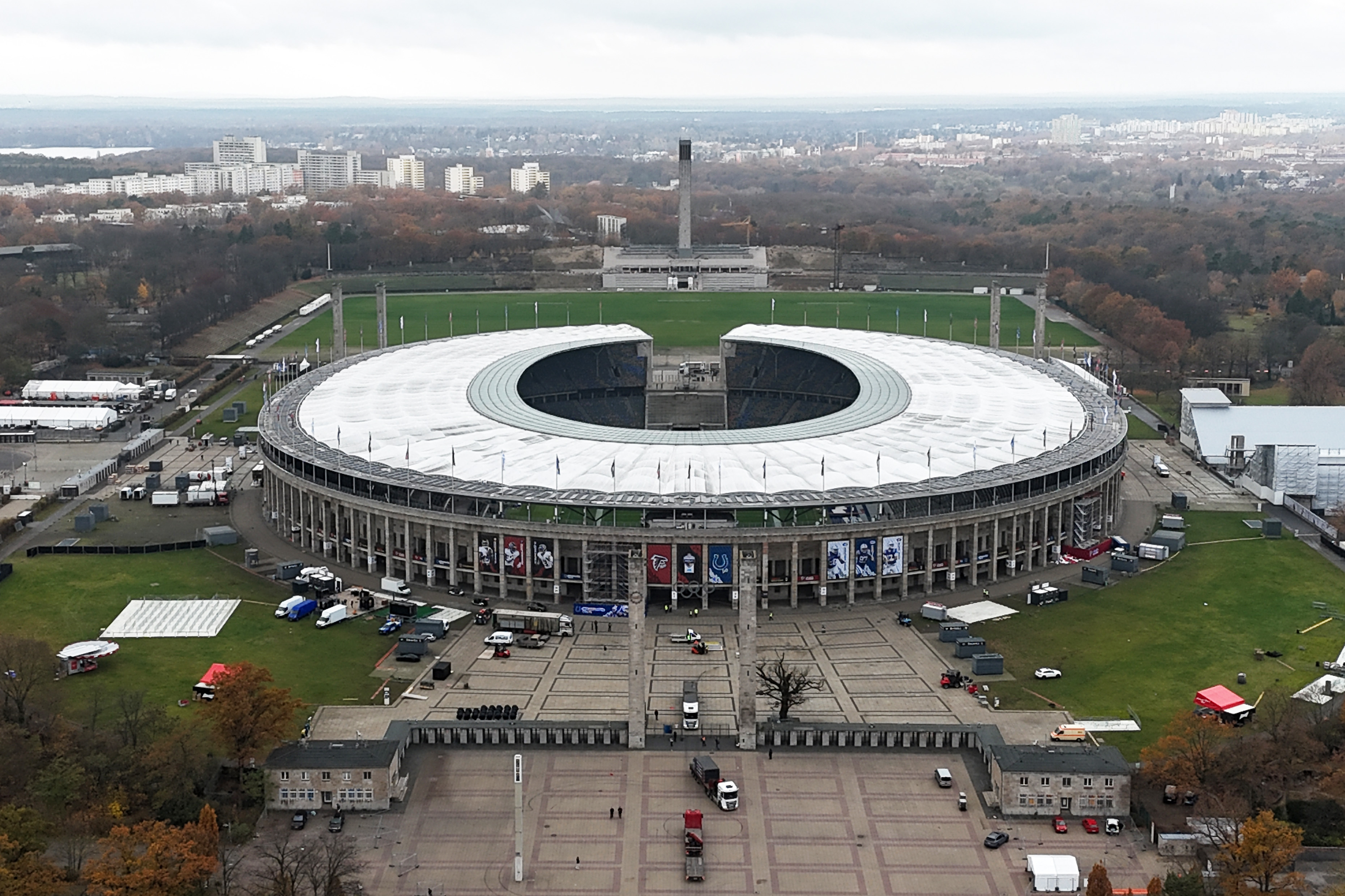 An aerial view of Olympiastadion
