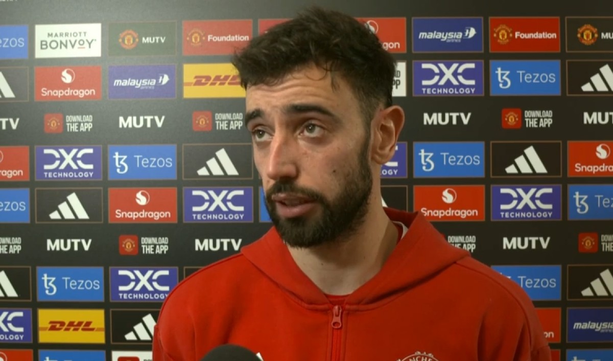Man United captain Bruno Fernandes in a post-match interview