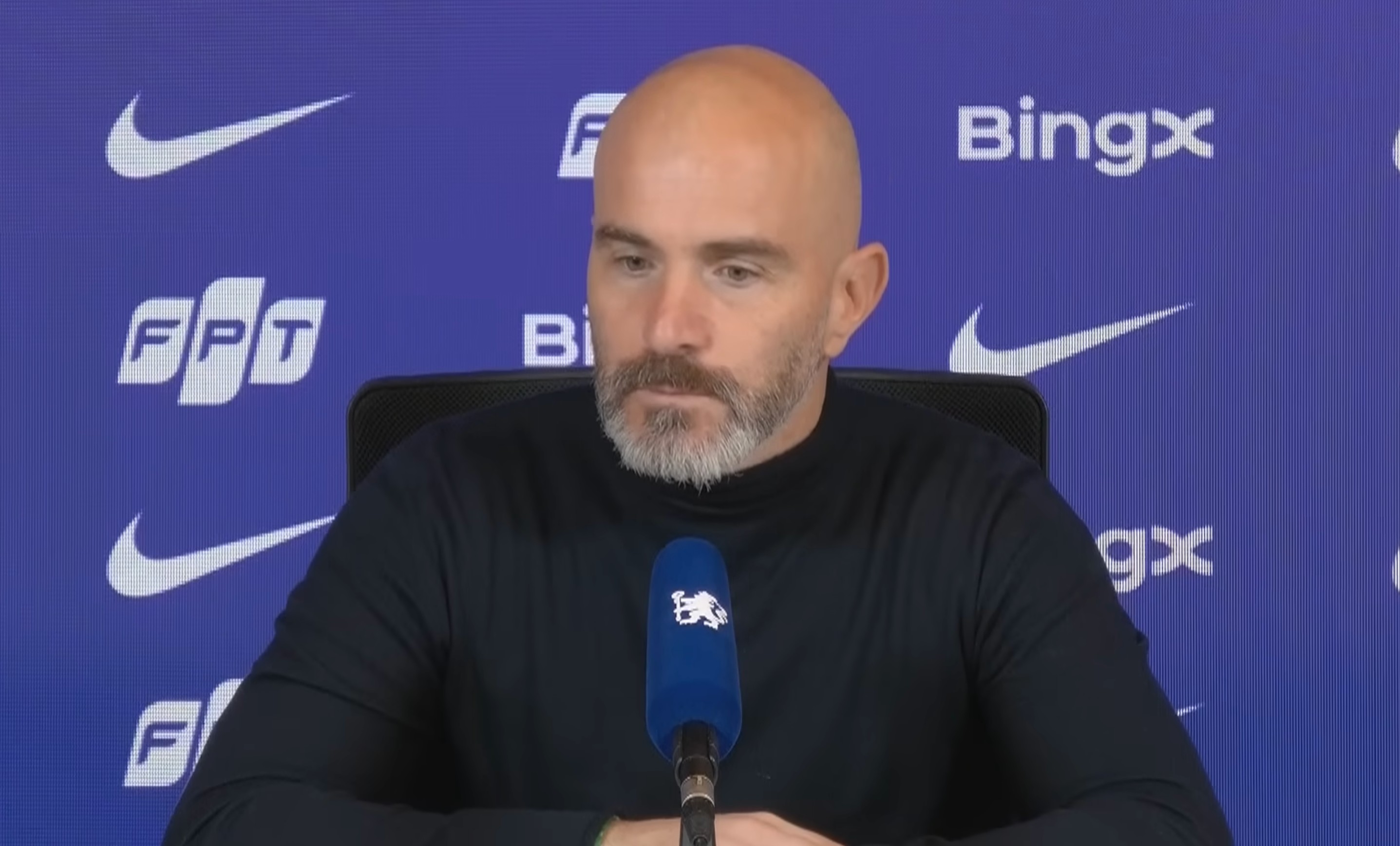 Enzo Maresca in a Chelsea press conference before he left the club