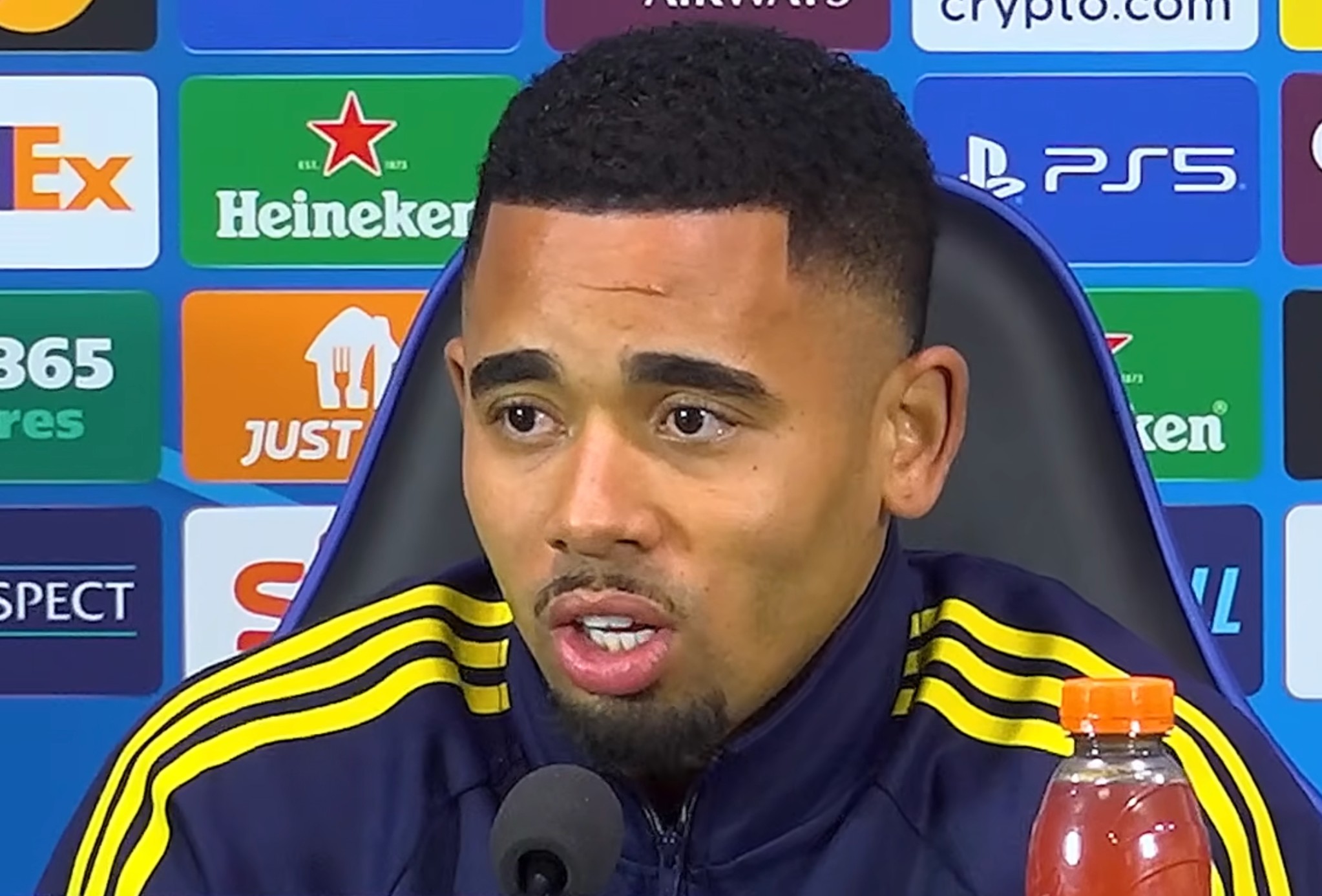 Gabriel Jesus in an Arsenal press conference