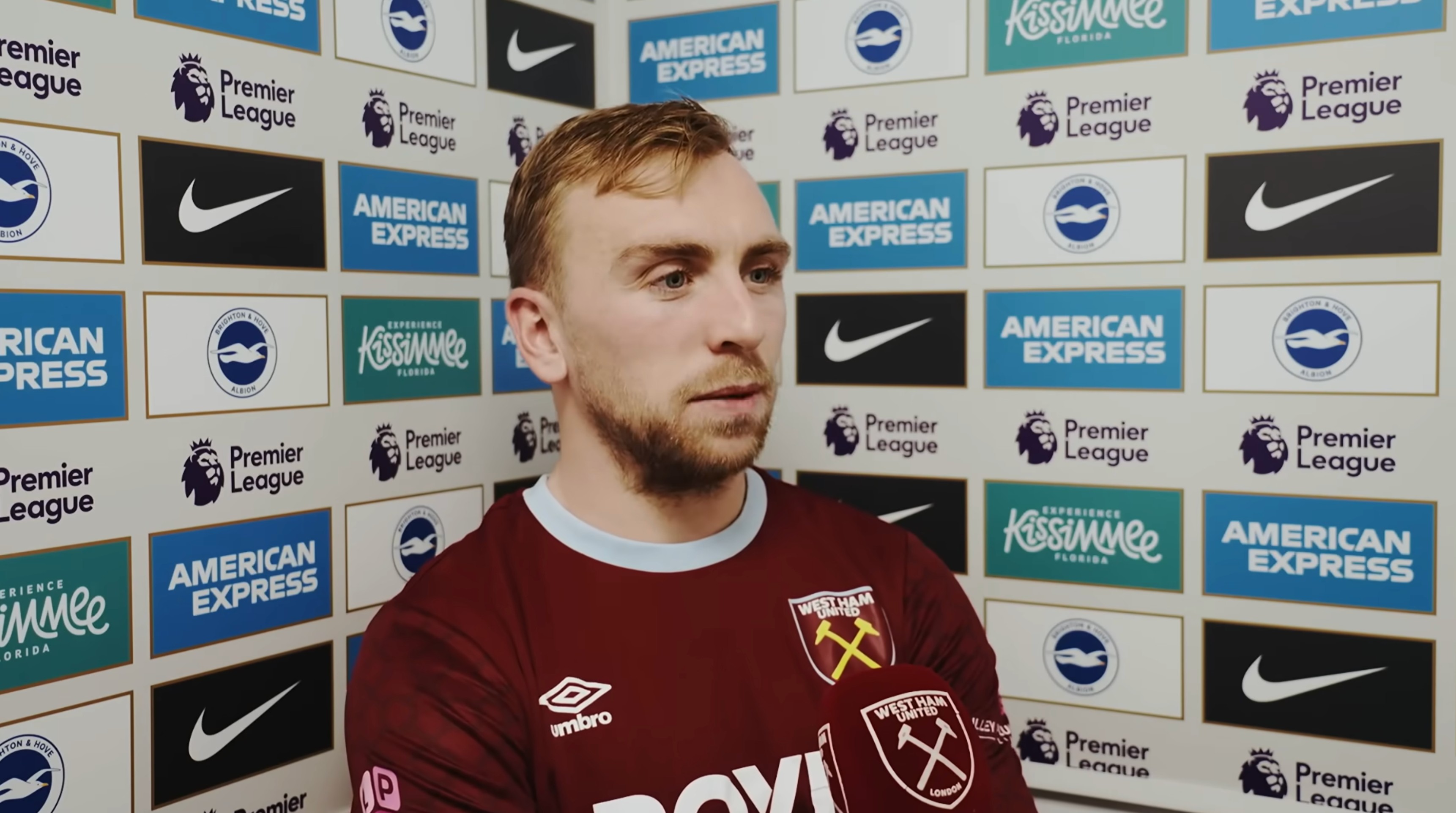West Ham's Jarrod Bowen speaking in a post-game interview