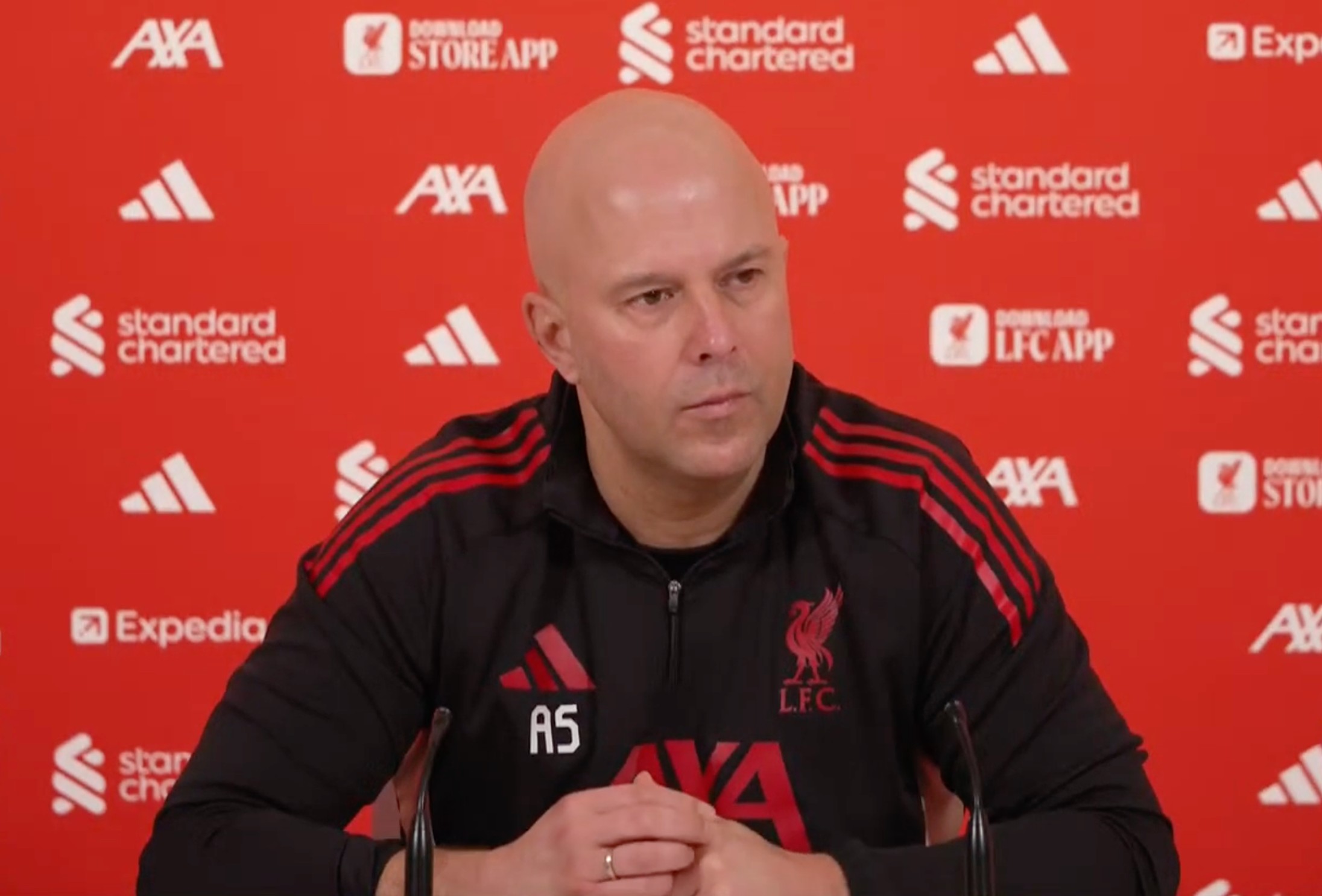 Arne Slot in a Liverpool press conference