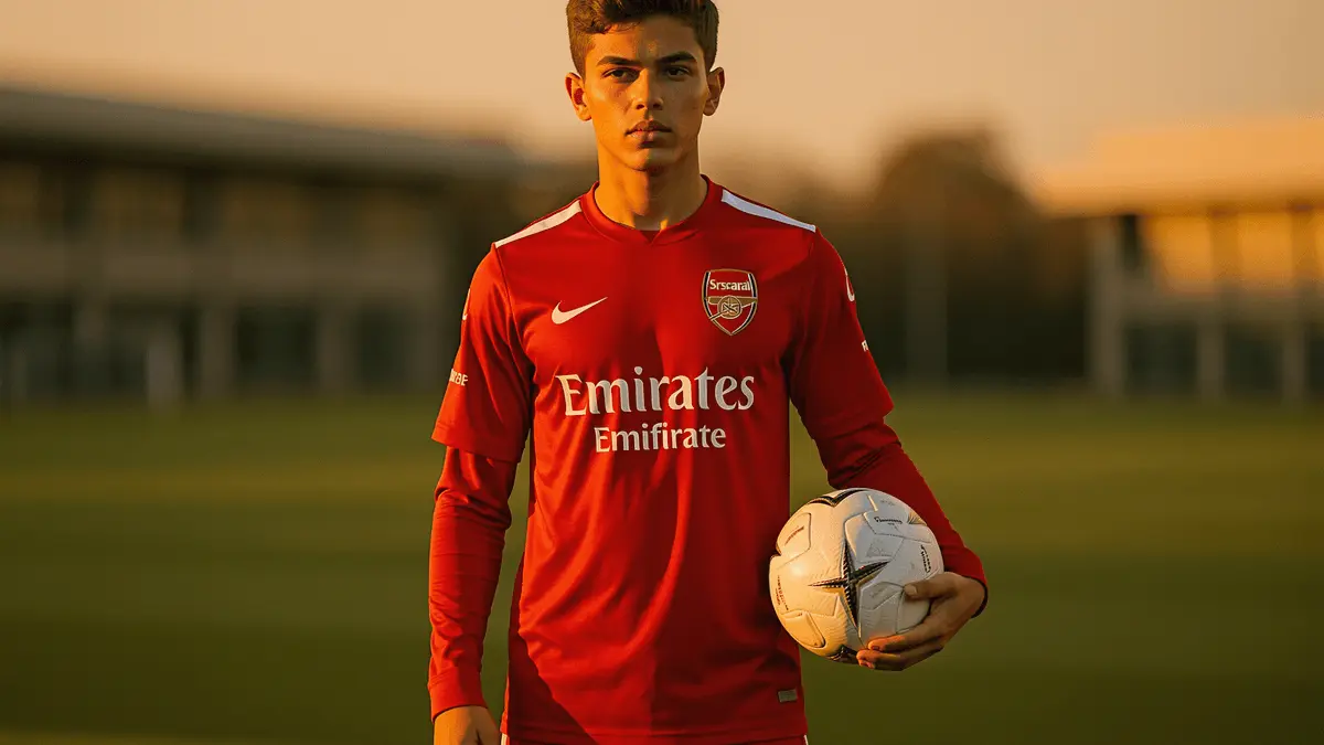 Young striker Will Wright in Arsenal kit at Emirates training ground after £250k signing