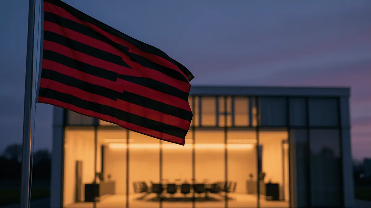 AC Milan headquarters at dusk with empty meeting room symbolizing managerial search