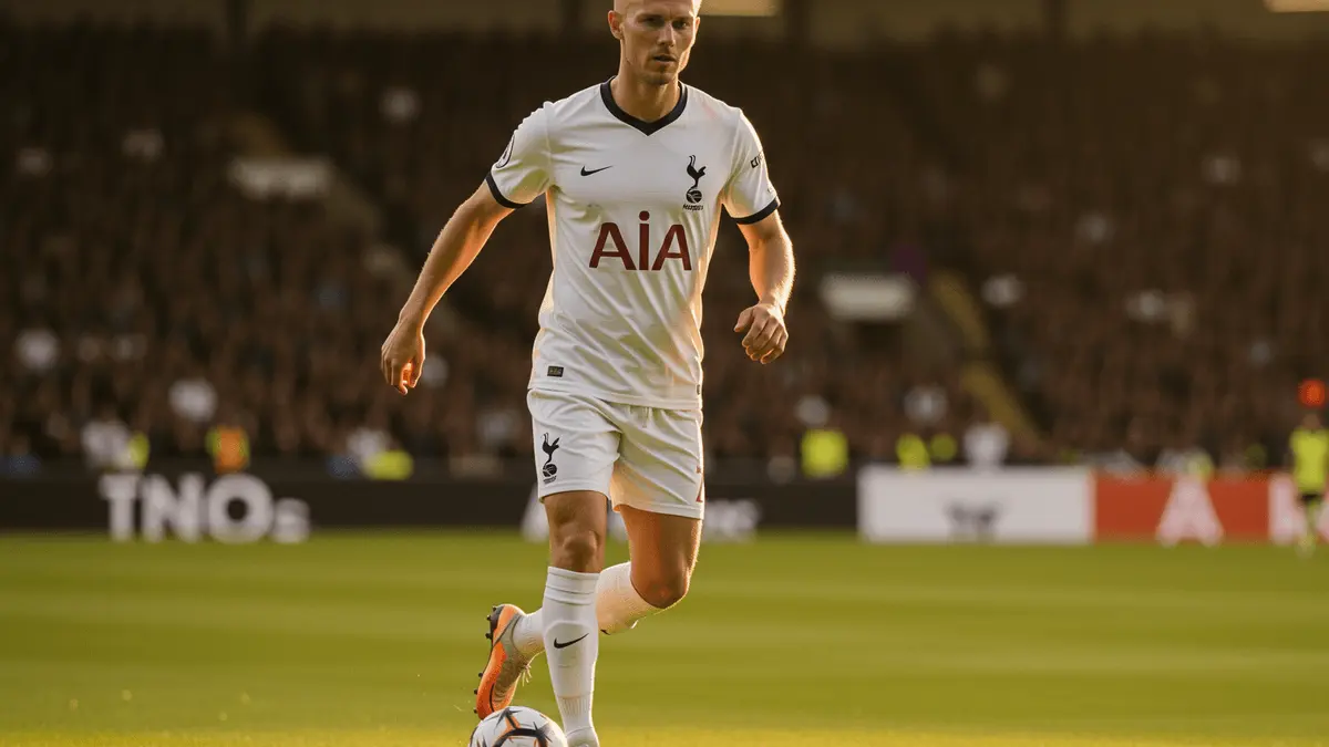 Jan Paul van Hecke in Tottenham kit controlling ball during Premier League match